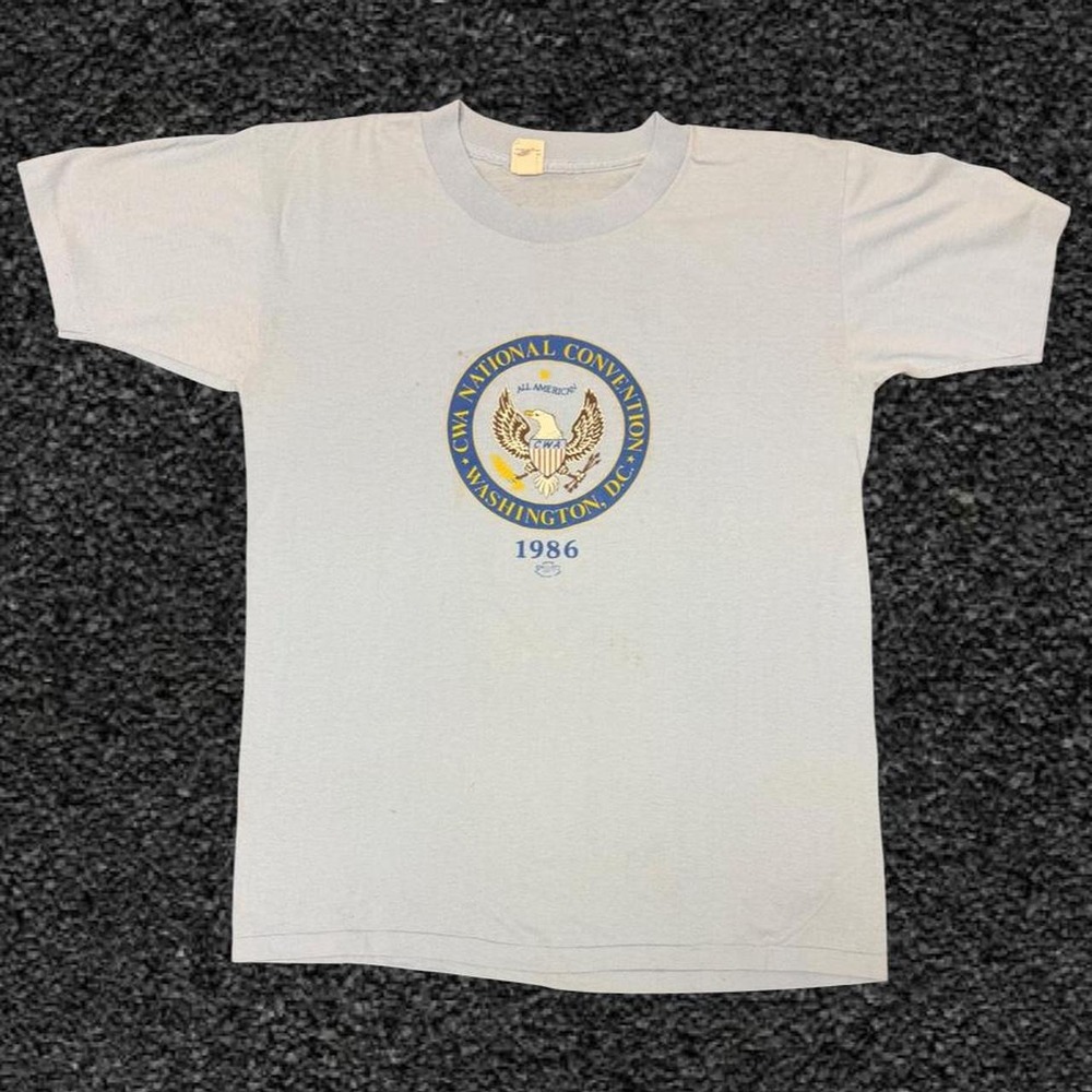 Vintage 1986 CWA National Convention Washington DC T-Shirt Mens XL Blue 50/50